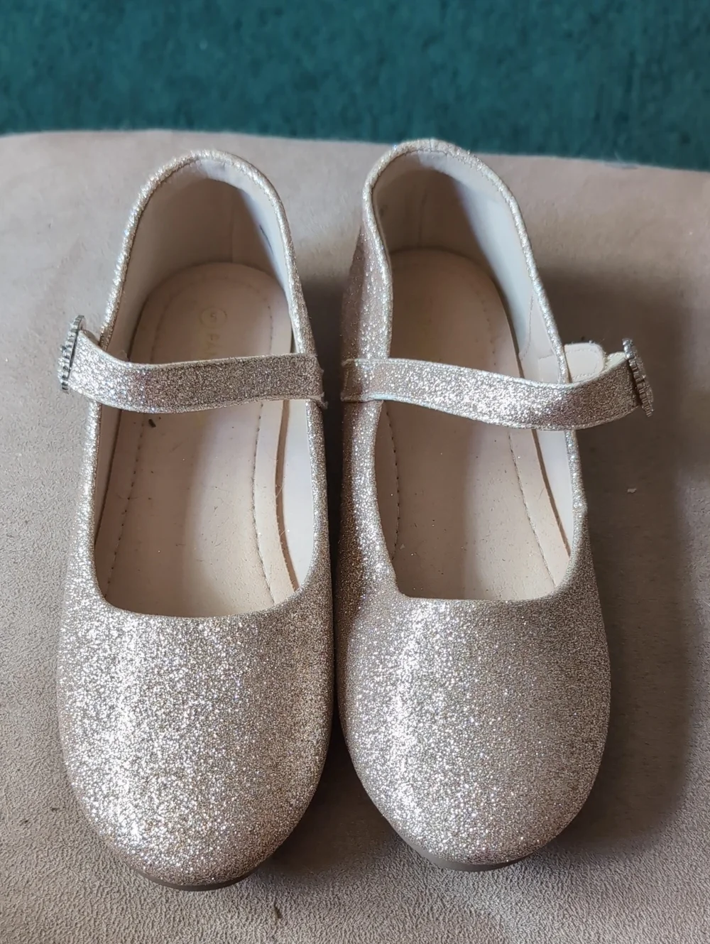 Girls Glitter Mary Jane Shoes in Champagne